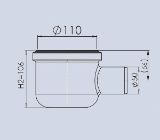 ARK 50 W 1 : Kunststoffablauf für Rinnen, Abgang seitlich, DN 50, Höhe 106 mm, Kapazität 1,0 l/s (max 1,8 l/s)