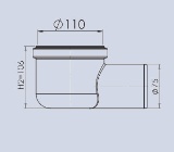 ARK 75 W 1 : Kunststoffablauf für Rinnen, Abgang seitlich, DN 75, Höhe 106 mm, Kapazität 1,3 l/s (max 2,5 l/s)