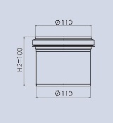 ARE110S1: Edelstahlablauf für Rinnen, Abgang senkrecht DN 110, Höhe 100 mm, Kapazität 1,4 l/s (max 3,0 l/s)
