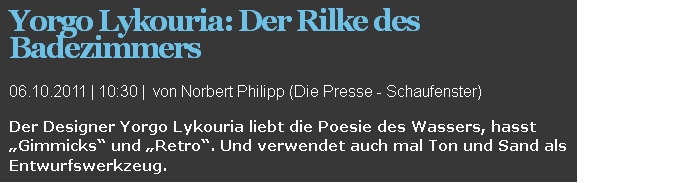 Alape Designer Yorgo Lykouria: Der Rilke des Badezimmers - Artikel in Die Presse
